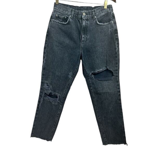 Carmar Black Distressed Straight Leg Jeans Sz 28 Torn Raw Hem 26" Inseam Ankle - Picture 3 of 5